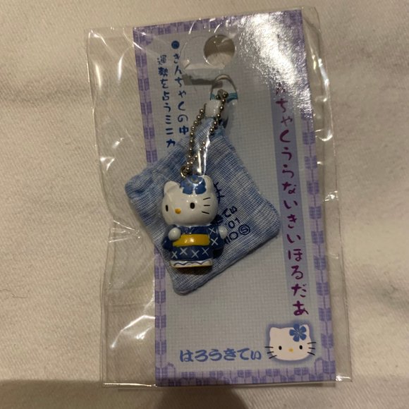 Vintage 2001 Hello Kitty Blue Kimono Charm Cellphone Key chain - Picture 5 of 7